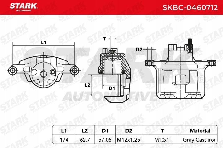 ÉTRIER DE FREIN DE FREIN DROIT AVANT STARK SKBC-0460712 CONVIENT VERS PEUGEOT