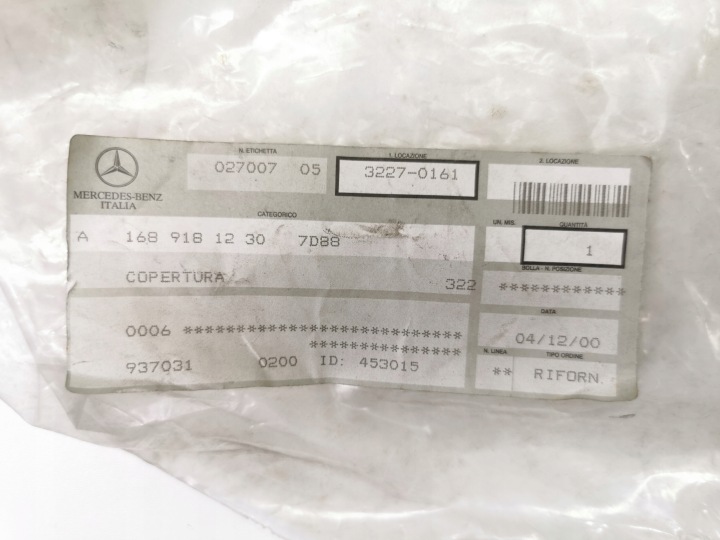 PROTECTION AVANT SIÈGES PASSAGER DE CÔTÉS INTERNE MERCEDES A W168 1689181230
