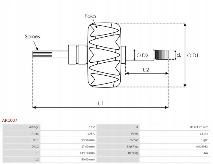 AR1007 AS ROTOR ALTERNADOR 