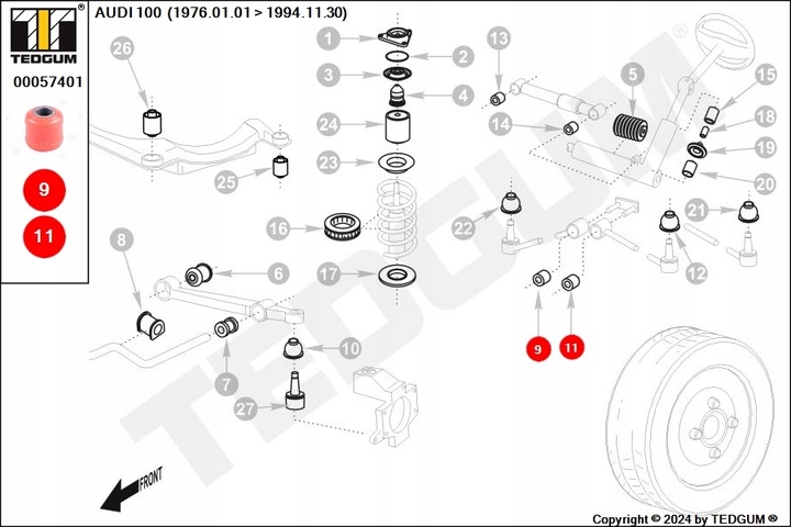 POLIURETANOWA BUSHING DRIVE SHAFT KIEROWNICZEGO DO GEAR AUDI 