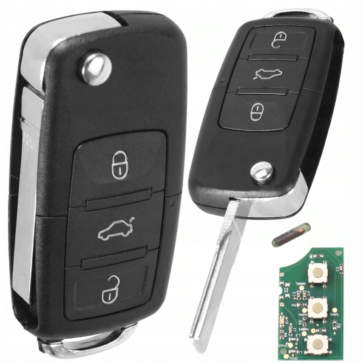 NEUF CLÉ AVEC ÉLECTRONIQUE TÉLÉCOMMANDE VERS VW PASSAT B5 GOLF SKODA SEAT 1PC