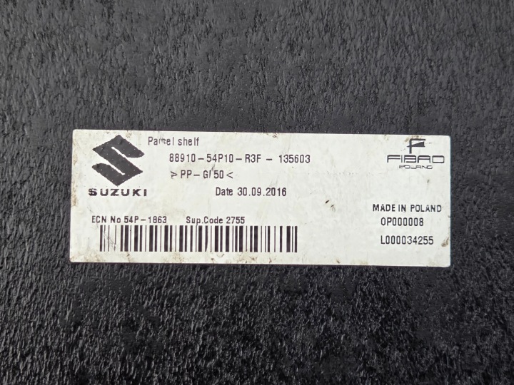 SUZUKI VITARA II ÉTAGÈRE COUVERCLES DE COFFRE 88910-54P10 2015 EN TRÈS BON ÉTAT