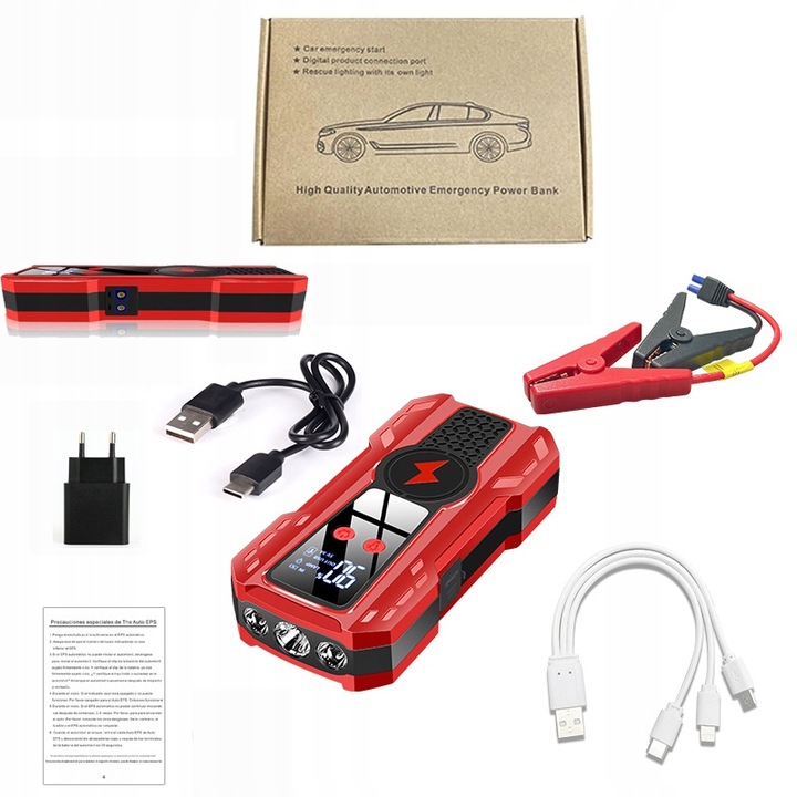 ARRANCADOR AUTO URUCHAMIANIE DE EMERGENCIA ZRODLO DE RED ELÉCTRICA 6000 MAH 12V 