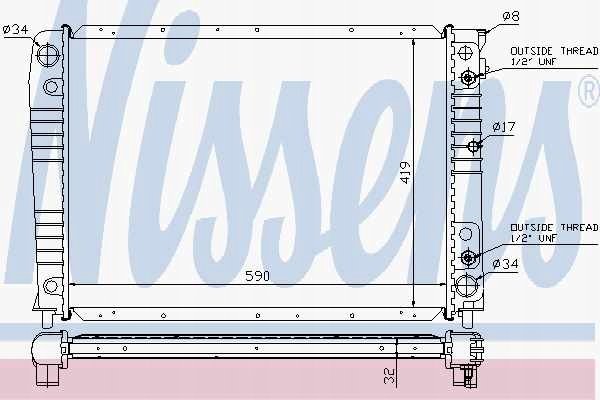 RADIATEUR MOTEUR VOLVO 940 (90-) 2.0 I 590X419X32 NIS