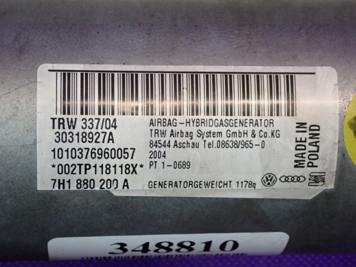 VW TRANSPORTER T5 03-09 AIRBAG PASSAGER 7H1880200A