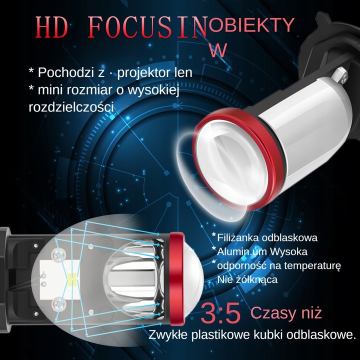 LENTES PROJEKTORY BI-DIODO LUMINOSO LED MINI H4 DIODO LUMINOSO LED HB2 6000K 