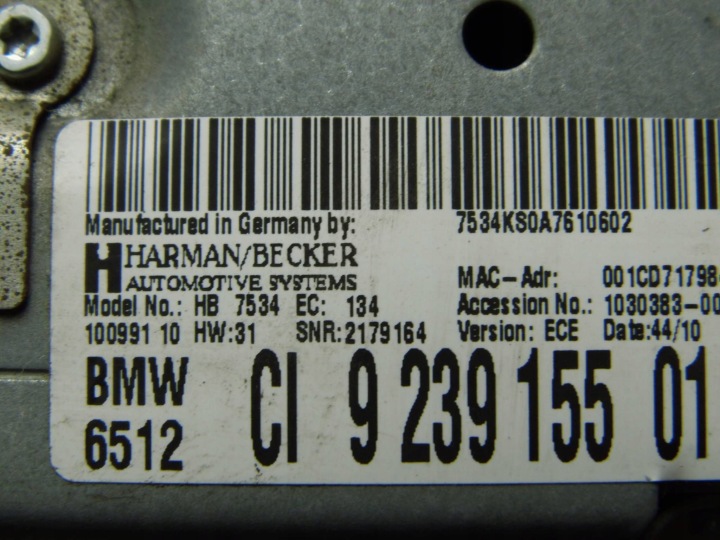BMW 5 F10 F11 RADIO CD 65129239155 6512923915501 923915501