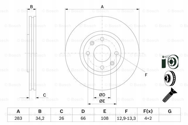 DISCOS ZAPATAS PARTE DELANTERA BOSCH CITROEN C3 I 