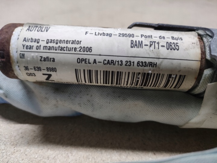 OPEL ZAFIRA B AIRBAG RIDEAU SÉCURITÉ DROITE 13231633
