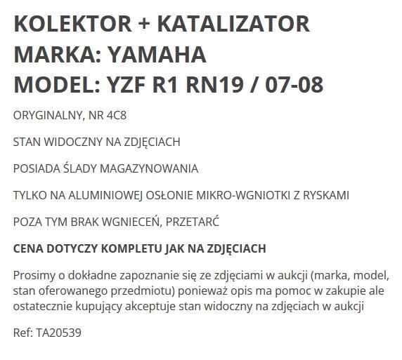 COLLECTEUR CATALYSEUR YAMAHA YZF R1 RN19 07