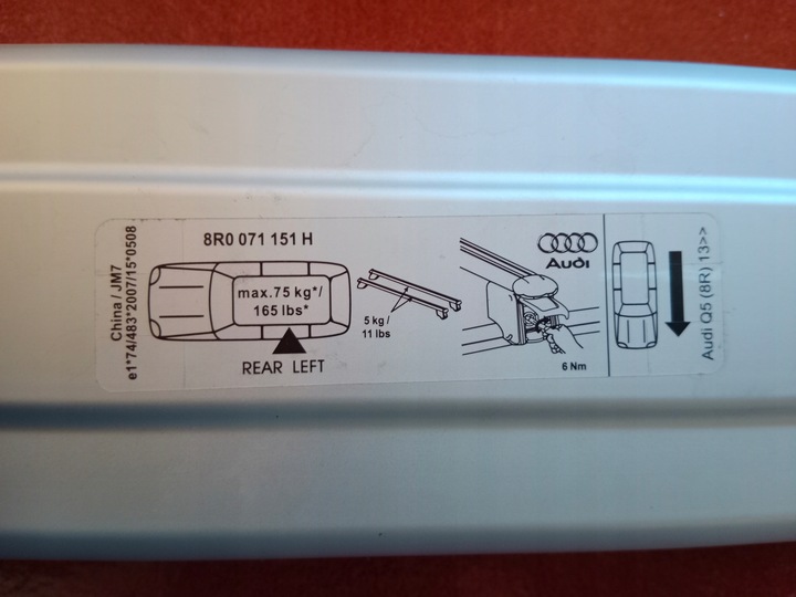 AUDI Q5 8R0 071151H PARRILLAS DE TECHO DE MALETERO 
