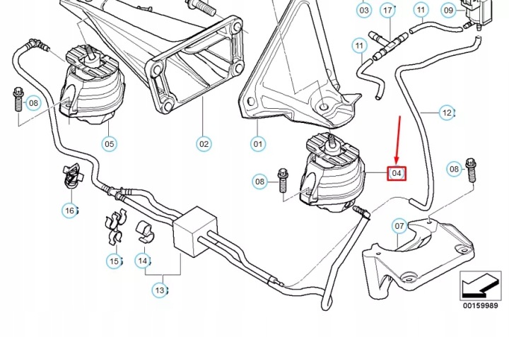 BMW 5 E60 GAUCHE COUSSIN MOTEUR 22116774619 6774619