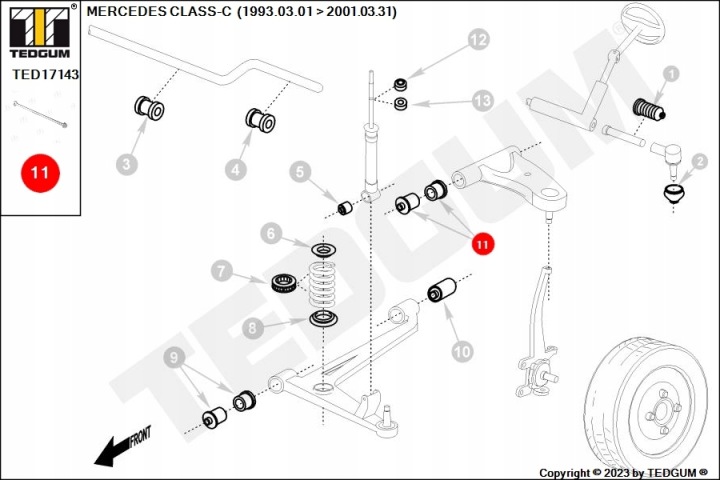 VIS SUSPENSIONS MERCEDES DROIT CLASS-C W202 93- LE/PR GORNEGO