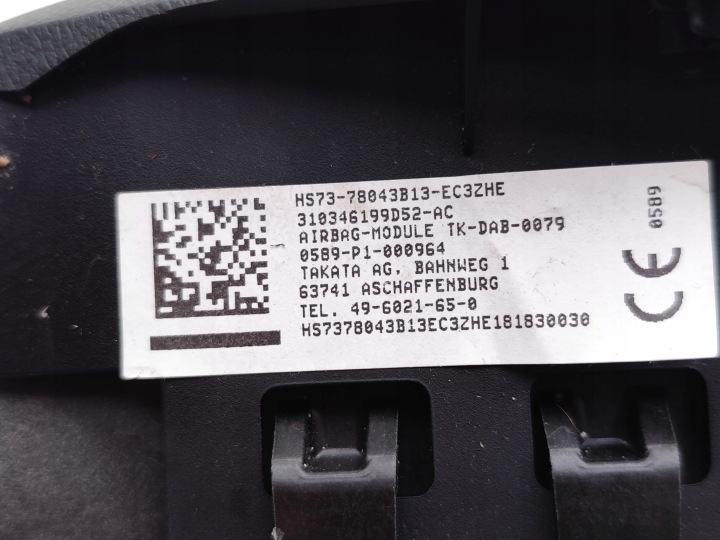 FORD MONDEO COUSSIN SÉCURITÉ AIRBAG CAOUTCHOUC 2018 BERLINE COMPACTE 4/5DR