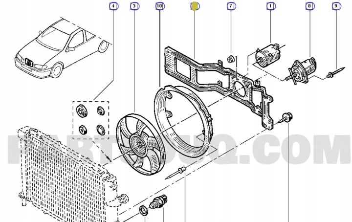 CHÂSSIS VENTILATEUR RENAULT SCENIC I OE 7701043733