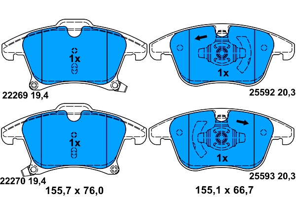 ZAPATAS DE FRENADO PARTE DELANTERA FORD GALAXY 3 MONDEO V S-MAX FORD EE.UU. FUSION 