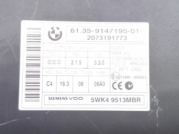 BMW 3 E90 MODULE CAS 9147195
