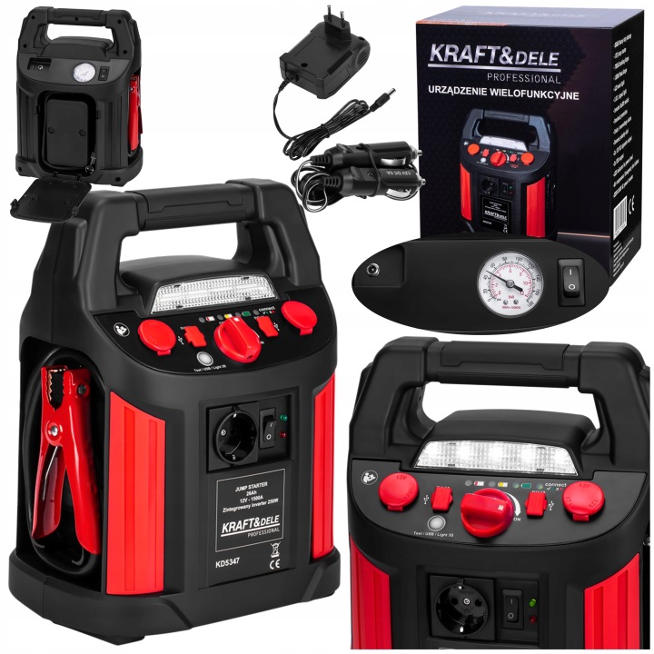 JUMP-STARTER DÉMARRAGE DÉMARREUR 1200/700A 26AH 12V INWERTER ÉCLAIRAGE