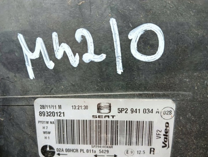 M42 SEAT ALTEA LEON 2 II LIFT 09-12R PHARE DROITE AVANT ANGLAIS 5P2941034A