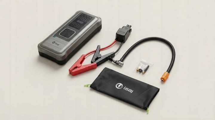 JUMP DÉMARREUR BOOSTER DÉMARREUR AVEC COMPRESSEUR 10 BAR 44.40WH POWERBANK ISAJ
