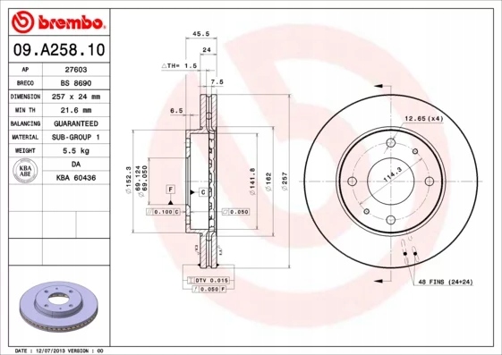 BREMBO 09.A258.10 DISC BRAKE FRONT photo 2 - milautoparts-fr.ukrlive.com