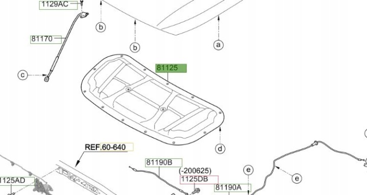 HYUNDAI I30 III 3 17- INSONORISATION CAPOTS SUPPORT TAPIS 81125-G4000 OE NEUF