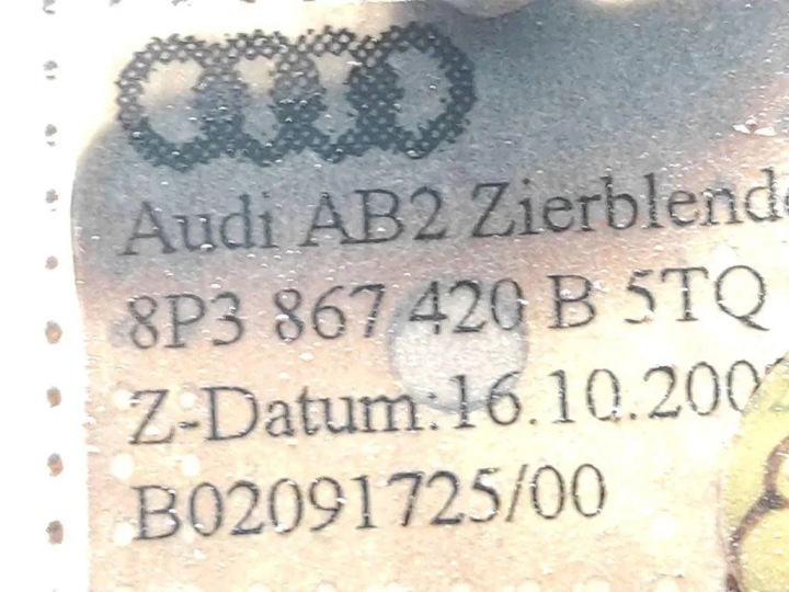 MOULURE DÉCORATIVE COCKPIT AUDI A3 SPORTBACK (8PA) 8P3867410B 1.98L GASOLINE