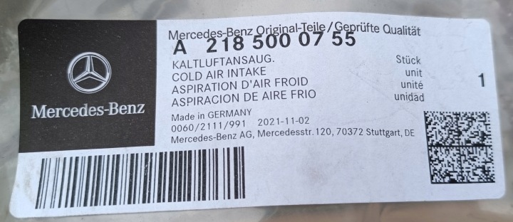 MERCEDES CLS W218 PROTECTION ADMISSION AIR