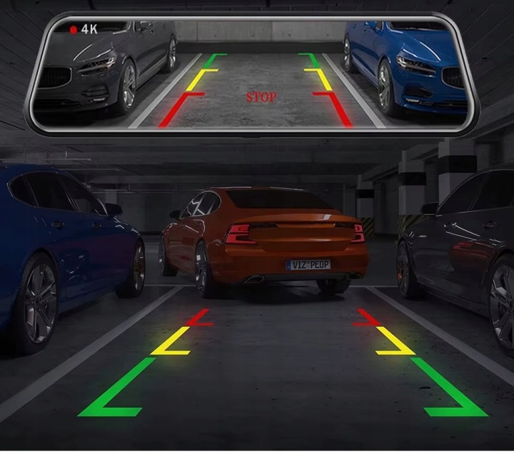 CAMÉRA AUTOMOBILE 4K 10 ÉTRIERS DANS RÉTROVISEURS AVEC CAMÉRA MARCHE ARRIÈRE ANDROID CARPLAY