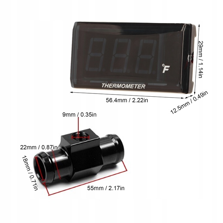 DC 12V INDICADOR TEMPERATURA DE AGUA LCD AZUL 