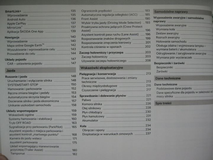 SKODA OCTAVIA 3 2016-2019 POLSKA MANUAL MANTENIMIENTO POJAZDU +INFOTAINMENT 