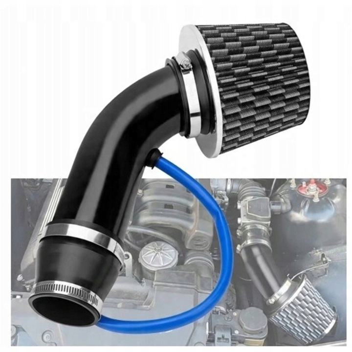SPORTIF FILTRE AIR CONIQUE NOIR 76MM 2 ADAPTATEURS VOITURES VOITURES