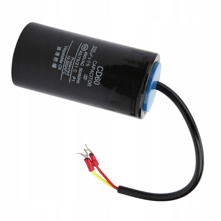 CONDENSATEUR MOTEUR POMPES 450V 300UF CD60 FILM DÉMARREUR 50X100MM