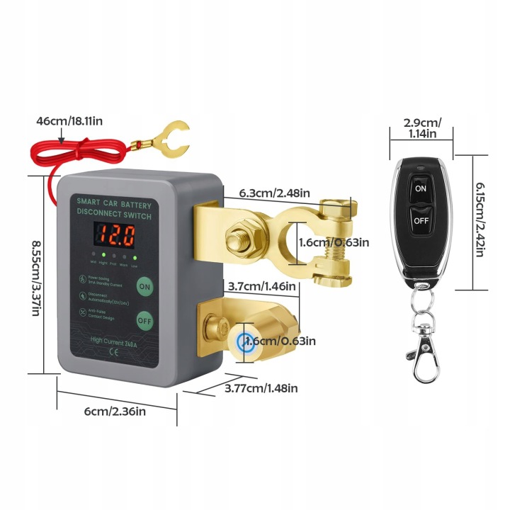 INTERRUPTEUR BATTERIE 12V 240A TÉLÉCOMMANDE AUTOMATIQUE 2 CV TÉLÉCOMMANDE