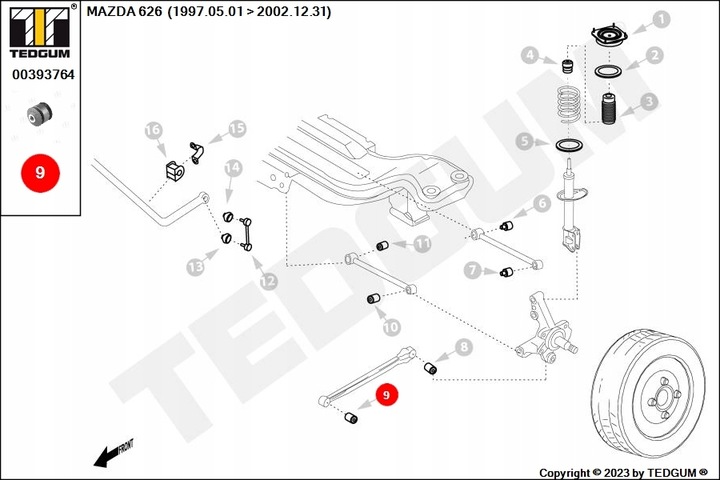 TEDGUM 00393764 BUSHING DRIVE SHAFT WZDLUZNEGO MAZDA 