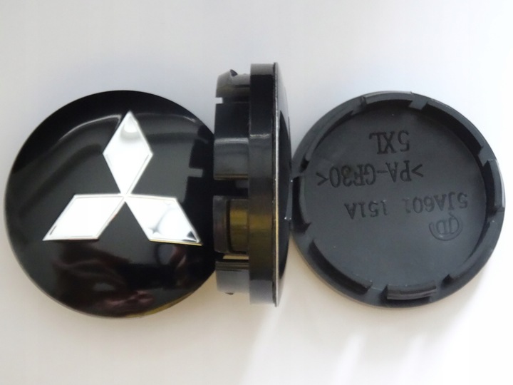 4 PIEZAS DEKLE TAPACUBOS EMBLEMATY PARA DISCOS MITSUBISHI 56 MM CZARNO PLATEADO 