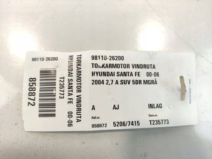 HYUNDAI SANTA FE I 1 PETIT MOTEUR ESSUIE-GLACES AVANT 9811026200