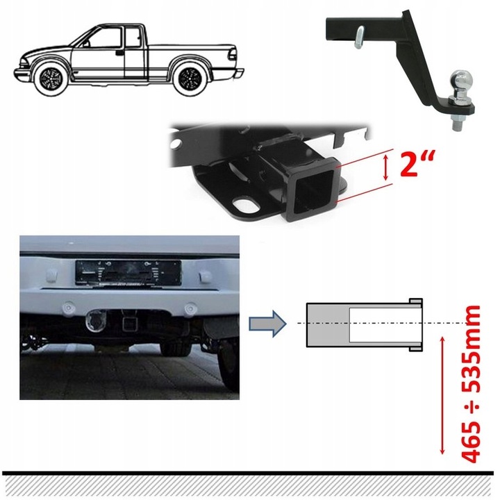 ADAPTADOR DE BARRA DE REMOLQUE HOLOWNICZEGO EE.UU. 51X51MM (-115MM) PARA LEXUS RX 350 II 2003-2008 