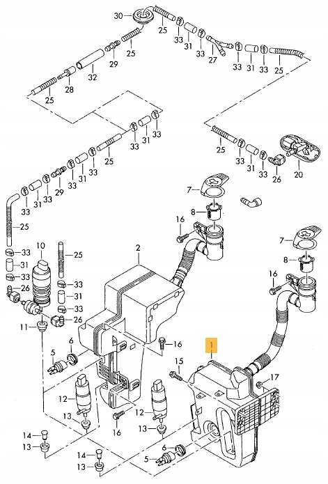 AUDI A3 8P 2003-2012R. 03-12R, RÉSERVOIR LAVE-GLACE RÉSERVOIR