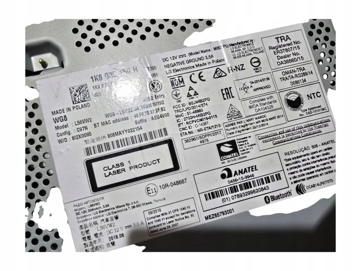 VOLKSWAGEN CADDY 2011 PANNEAU AUTORADIO CD/DVD/GPS NAVI