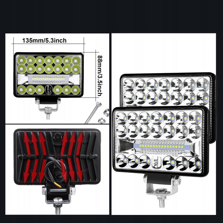 KIT 2 CV PUISSANT PHARE TRAVAILLÉ 108W 36LED PHARES ANTIBROUILLARD 12V 24V