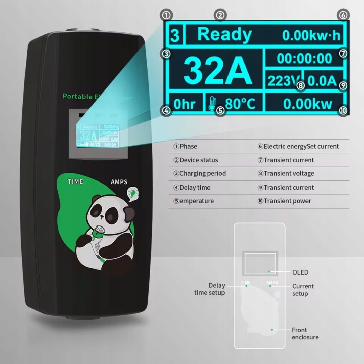 CHARGEUR EV KHONS TYPE 2 7KW 32A 1-FAZA MOBILE 5M