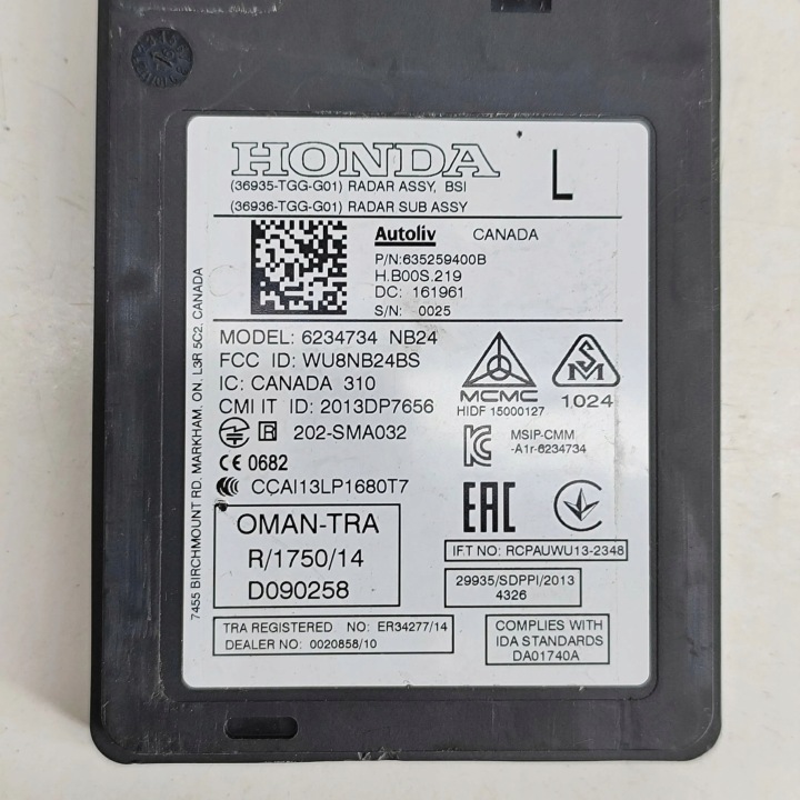 HONDA CIVIC X 2018 MODULE MORT ZONES