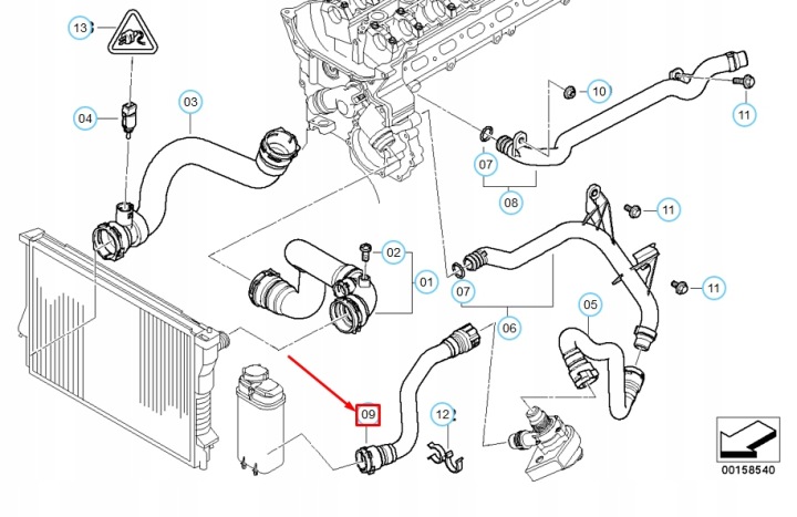 BMW X5 E53 3.0I 170 KW TUYAU SYSTÈMES REFROIDISSEMENT 11537500735 7500735