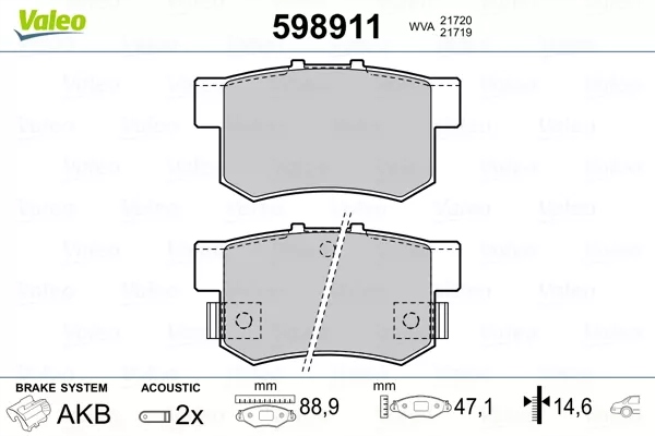 ZAPATAS DE FRENADO VALEO 598911 