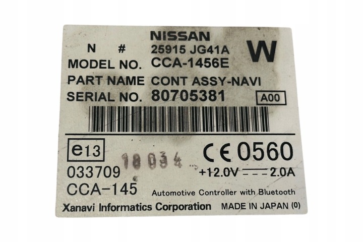 LECTEUR DE CARTE NAVIGATION NISSAN QASHQAI 25915JG41A