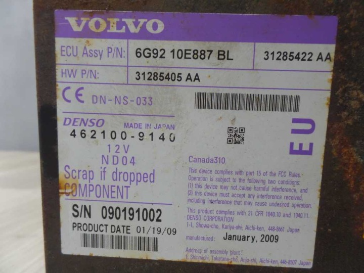 VOLVO S80 V70 XC60 LECTEUR DE CARTE NAVIGATION NAVI 31285422 31285405 6G92-10E887-BL