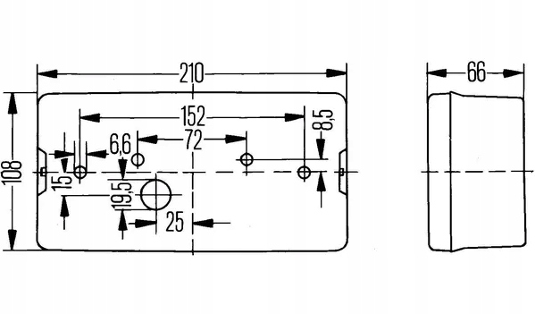 PHARE ARRIÈRE COMBINÉ GAUCHE PROSTOKATNA 12/24V CZE
