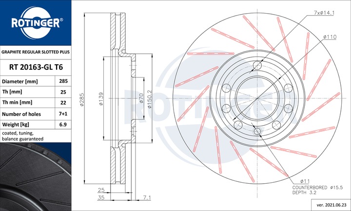 DISCOS ROTINGER SAAB 9-3 2002- 285MM 