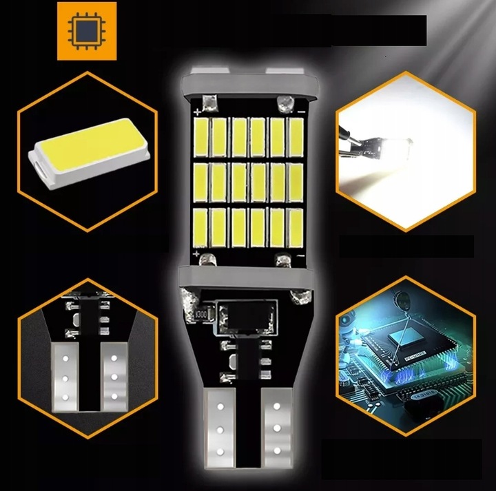 SÚPER POTENTE LUZ RETROVISOR 45 DIODO LUMINOSO LED CANBUS T15 W16W 